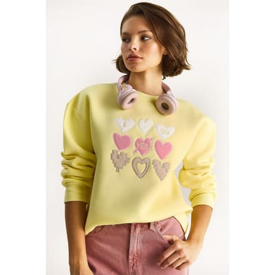 Hart Patch Applicatie Relaxed Fit Crew Neck Sweatshirt