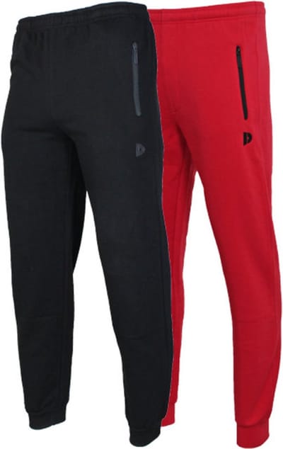 2-Pack Donnay - Joggingbroek met elastiek (Jack) - Sportbroek - Heren - Black/Red (463) - maat XL