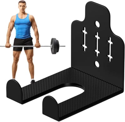 Barbell Muurbeugel - Halterhouder Wandmontage - Fitnessruimte Organiseren - Anti-slip Metalen Ontwerp - 12 x 11 x 9 cm - Zwart
