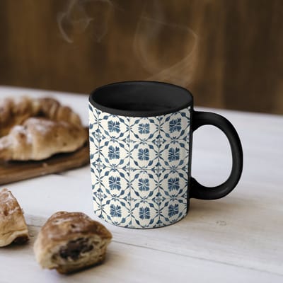 Magische Mok - Foto op Warmte Mokken - Koffiemok - Grafisch - Tegel - Blauw - Magic Mok - Beker - 350 ML - Theemok
