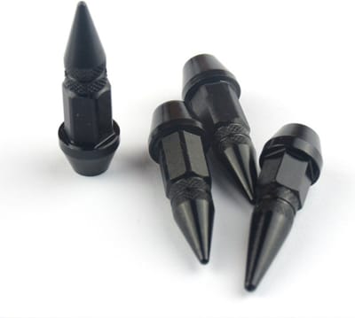 VCTparts® Ventieldoppen Slotbout Kogelstijl Roestbestendige Punt Doppen - Aluminium Zwart (Set 4 stuks)