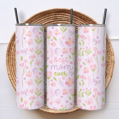 Creasowl® - Best Mom Ever - Tumbler - Drinkbeker - Isolatiebeker - Koffiebeker - Drinkfles - Thermosbeker - 600ml - Warme en koude dranken - Anti lek dop - Ijzeren rietje - schoolbeker - To go beker - Volwassenen - Moederdag