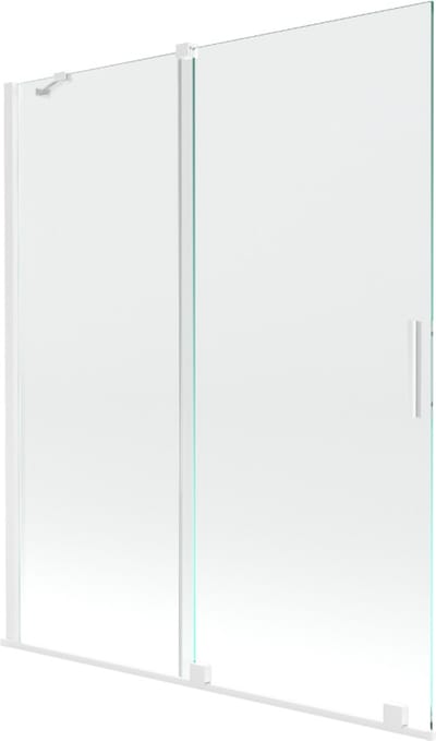 Mexen Velar badwand 2-delig schuifbaar 140 x 150 , transparant, wit - 896-140-000-01-20
