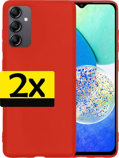 Hoesje - 2 Stuks - Geschikt voor Samsung Galaxy A14 - Sterk & Shockproof - Case Siliconen - Back Cover - Telefoon Hoes - Telefoonhoesjes - Rood