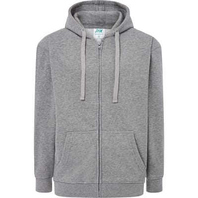 JHK Unisex effen capuchon met rits voor volwassenen (Grijze Melange)