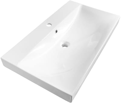 Brauer Aurora Wastafel - 80 cm - met 1 Spoelbak en 1 Kraangat - Keramiek Hoogglans Wit