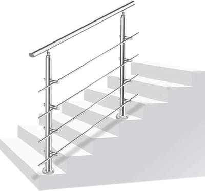 Roestvrijstalen Leuning - RVS Reling - Trappen Balkon - Verstelbare Hoek - 150 cm - 4 Dwarsbalken