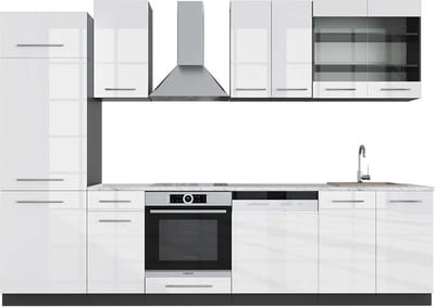 Vicco Fame-Line Complete keukeneenheid – 300 cm, WB Marmer Wit hoogglans/antraciet