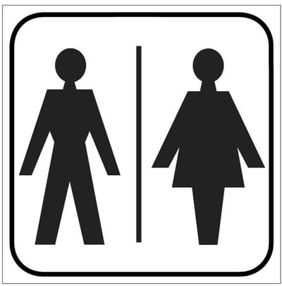 Gezamenlijk toilet sticker, wit 100 x 100 mm