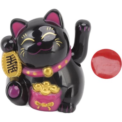 Chat Porte-Bonheur Chinois Chat de Fortune Décoration Bras Agitant Induction de Lumière Solaire Statue Figurine Pour la Maison
