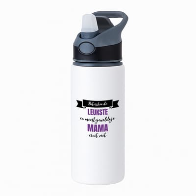 Hacebo® - leukste mama eruit ziet waterfles met rietje zwart - Moeder - geweldige mama - moederdag cadeautjes - verjaardagscadeau - kado - water fles - 650ML
