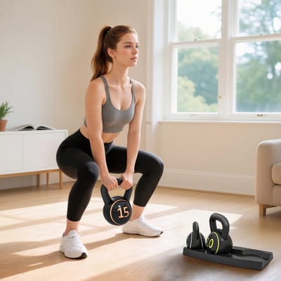 REDOM - Hantelset - 4-in-1 trainingsset - Met veiligheidsclips en schuimgrepen - Voor dumbbell, halterstang, kettlebell en push-upgrepen - Kunststof - Groen - 20 kg