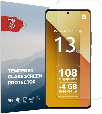 Rosso 9H Tempered Glass Screen Protector Geschikt voor Xiaomi Redmi Note 13 5G | Glasplaatje | Beschermlaag | Beschermglas | 9H Hardheid