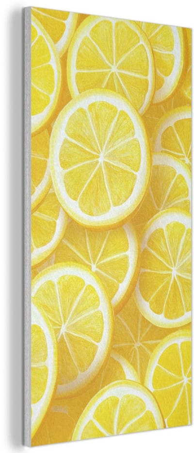 Akoestisch wandpaneel 40x80 cm - Vilt schilderij Citroenen - Geel - Zomers - levendig - Akoestische panelen - Geluidsdempende wanddecoratie - Geluidsisolatie woonkamer - Muurdecoratie geluidspanelen