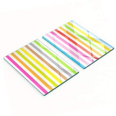 Decoratieve glazen snij- en serveerplanken, gekleurde strepen, 2x40x52 cm
