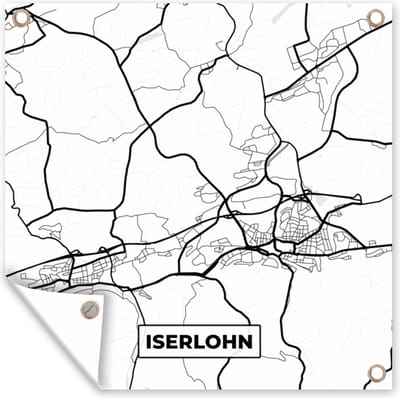 Tuin poster Plattegrond - Iserlohn - Kaart - Stadskaart - 200x200 cm - Tuindoek