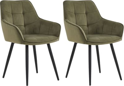 Colenis® - Oriana Eetkamerstoel - Set Van 2 - Groen - Velvet - Fabb - Industrieel - Design