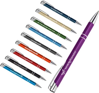 Metalen Balpen - Pen met Gravure - Persoonlijk Cadeau - Gepersonaliseerde Naamgravure - 137 x 10 mm - Lila