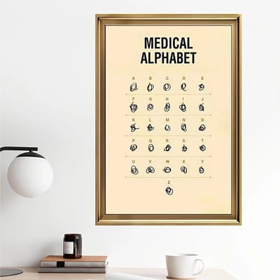 Canvas poster - Dokters handschrift - muurposter - Medisch alfabet - binnenposter - dokter - muur poster - Kado - Zonder lijst - Posters - Vintage posters - wachtkamer decoratie - Trendy