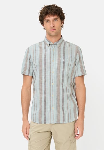 camel active Geruit overhemd van puur katoen - Maat menswear-L - Lichtblauw