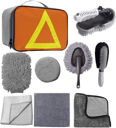 Auto detailborstelset - Reinigingsset auto - Auto onderhoud - Efficiënte microvezel - 10-delige set - Multicolor