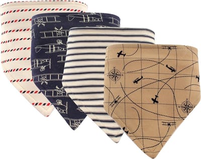 Set van 4 Katoenen Bandana Slabbers met Drukknoopsluiting
