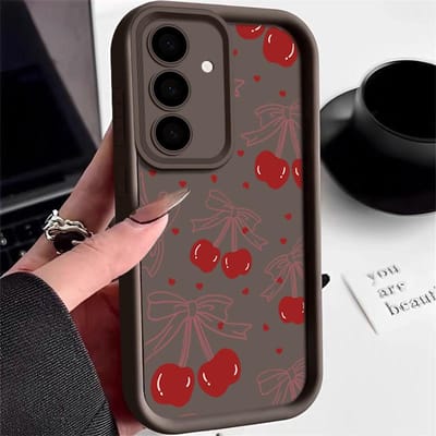 Kersen Fruit Hoesje Voor Samsung Galaxy S25 S24 Ultra S23 S22 Plus S21 S20 FE A15 A16 A25 A26 A34 A35 A36 A54 A55 A56 5G Capa Coque Galaxy S22 5G