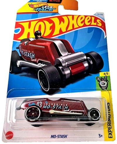 HOT WHEELS MO-STASH 73/250 1:64 RED HW EXPERIMOTORS 4/5 LONG CARD
