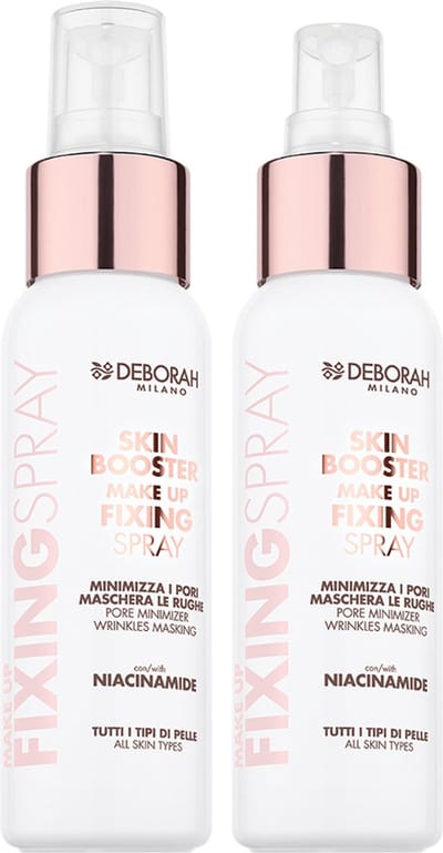 Deborah Milano Skin Booster Make-Up Fixer 75 ml – Hydraterende Setting Spray Met Niacinamide & Hyaluronzuur – Long Lasting Make-up Fixing Spray – Verfijnt Poriën, Matteert & Geeft Glow – Verfrissende Face Mist voor Alle Huidtypes