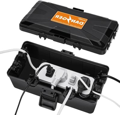 Waterdichte Beschermdoos voor Buitenelektriciteit, Weerbestendig IP54, Voor Power Strips en Tuinverlichting, 261 x 150 x 94 mm, Zwart