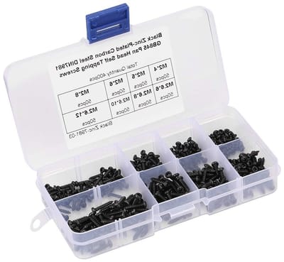 400 Stuks Zwarte M2/M2.6 Zelftappende Schroeven Set voor DIY Projecten, Houtbewerking en Metaalbewerking