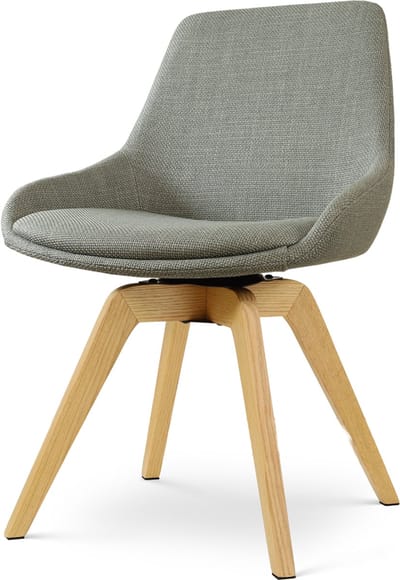 Nolon Noor-Isa draaibare Eetkamerstoel saliegroen - houten onderstel - elegant - japandi - zachte zitting