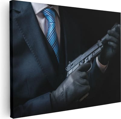 Artaza Canvas Schilderij Maffia - 40x30 cm - Klein - Wanddecoratie Man - Muurdecoratie Gangster - Schilderijen Op Canvas