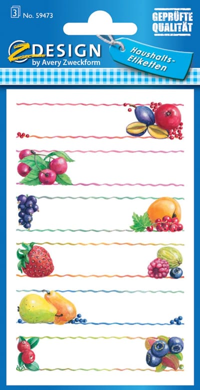 huishoudetiket Z-design Home pakje a 3 vel kader zacht fruit