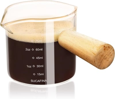 75ml Espresso Shotglas met Handvat, V-vormige Tuit, Dubbele Uitloop, Perfect voor Thuis, Kantoor en Café, Ideaal voor Koffie en Melk