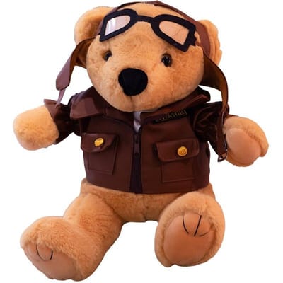 1 st 30 /40cm Kawaii Pilot Bear Pluche Speelgoed Gevulde Zachte Teddybeer Poppen Kussen Voor Kinderen Kinderen Sussen Verjaardagscadeaus 30cm black