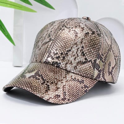 Baseballpet met Slangenprint PU Leer, Verstelbare Hip-Hop Streetdance Hoed, Lichtgewicht Zonbescherming voor Buitenactiviteiten Adjustable gray
