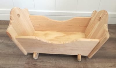 Houten poppenbed - Knutselhout - Decoreren en knutselen - Massief dennenhout - 57 x 31 x 30 cm - Naturel