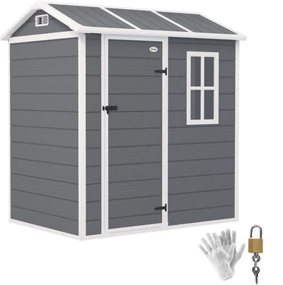 Outsunny-Gartenhaus-Kunststoff, Aluminium-186L x 130B x 199H cm-Grau