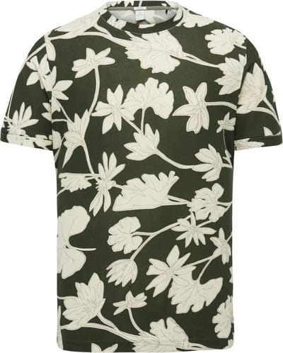Cast Iron - T-Shirt Bloemen Donkergroen - Heren - Maat M - Regular-fit