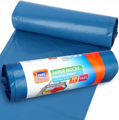 RAVI Serie - Afvalzak - 160L - Sterk - LDPE - Blauw - 10 Stuks
