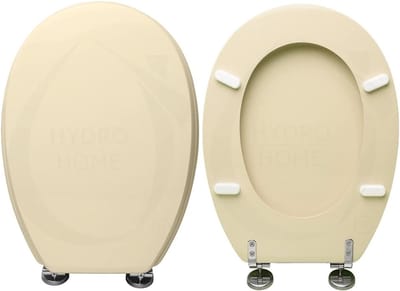 Toiletbril - WC-bril - Badkamerrenovatie - Hout met harslaag - 44 x 33.5 cm - Champagne