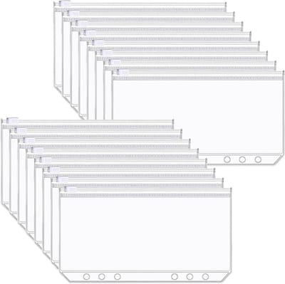 Set van 40 Transparante A6 Binder Bags van PVC met 6 Gaten, Ideaal voor Documenten, Loose Leaf en Geld Enveloppen