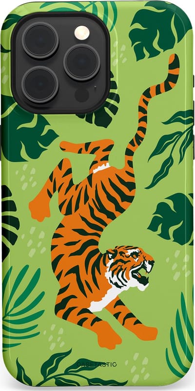 Casetastic Hoesje Geschikt voor Apple iPhone 15 Pro Max Magsafe - Stijlvolle Beschermende Duo-layer Case - Tijgerwoud