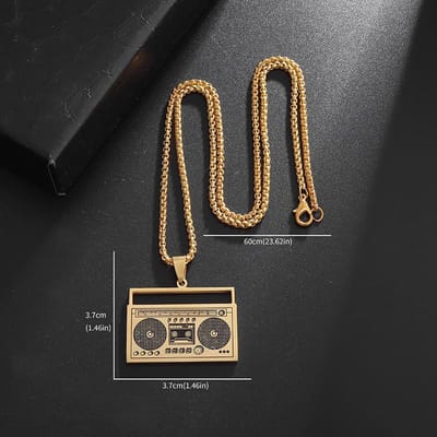 Bijoux Européens et Américains Acier Titane Pendentif Radio Personnalisé Punk Rétro Tendance Mâle Enregistreur Pendentif Acier Inoxydable gray