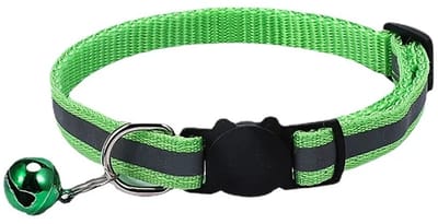 Katten halsband - Reflecterend - Veiligheidssluiting - Verstelbaar 19-32 cm - Met belletje - Groen