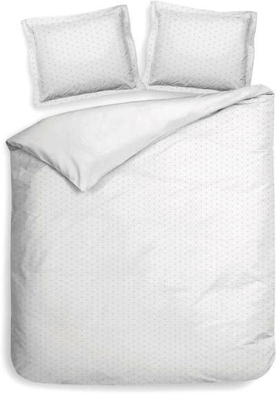 Heckettlane Dekbedovertrek Punto - Bedlinnen met Stippen - 200x200-220 cm - Tweepersoons - Wit - Dekbedovertrek van 100% Katoen-Satijn