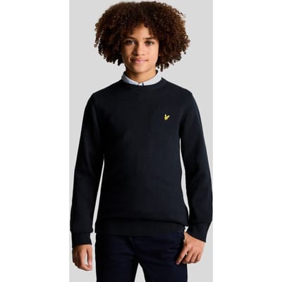 Lyle & Scott jongens katoenen ronde hals trui - marineblauw