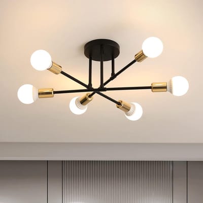 Goeco - Zwarte Industriële Plafondlamp - retro kroonluchter - woonkamer plafonniére - met E27 fitting - excl. lichtbronnen