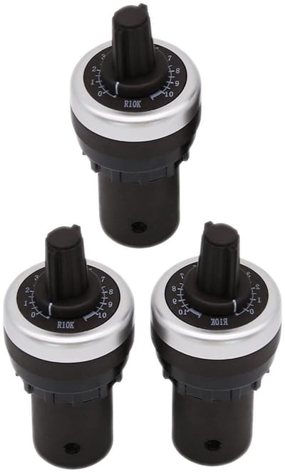 Potentiometer Set - Variabele Weerstand - Schakelen Componenten - Eenvoudige Installatie - 10k Ohm - Zilverkleurig